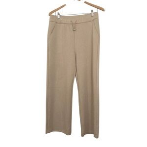 Yelete Tan Nude Sweatpants with wide leg Relaxed Fit and High-Rise Waist